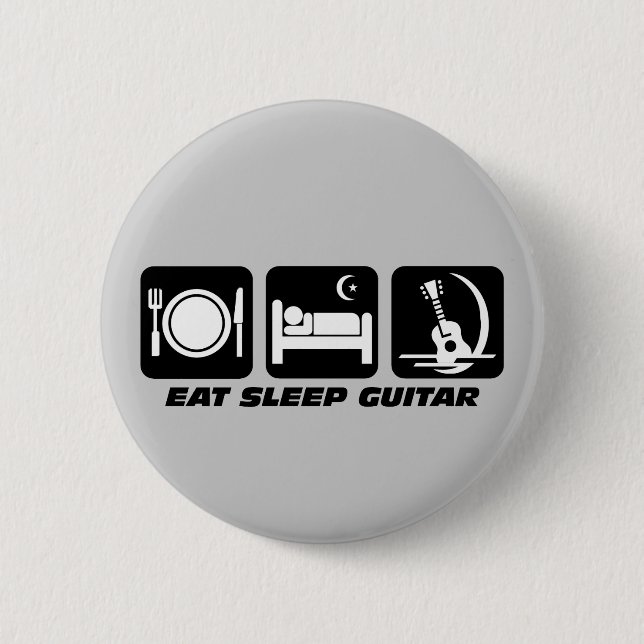 Eat sleep guitar 6 cm round badge (Front)