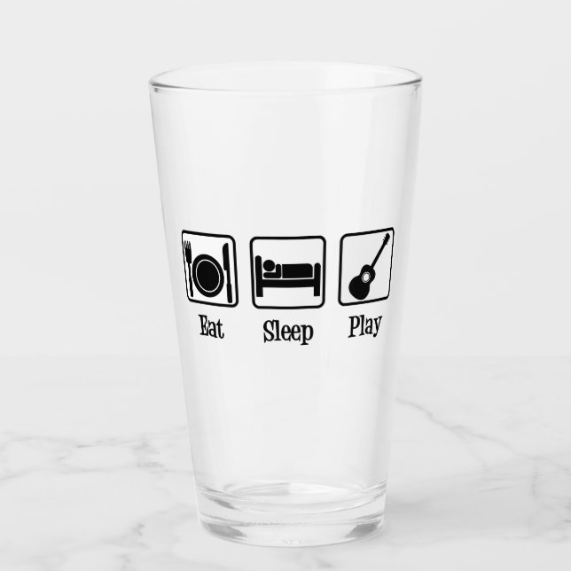 Eat Sleep Guitar Player Glass (Front)