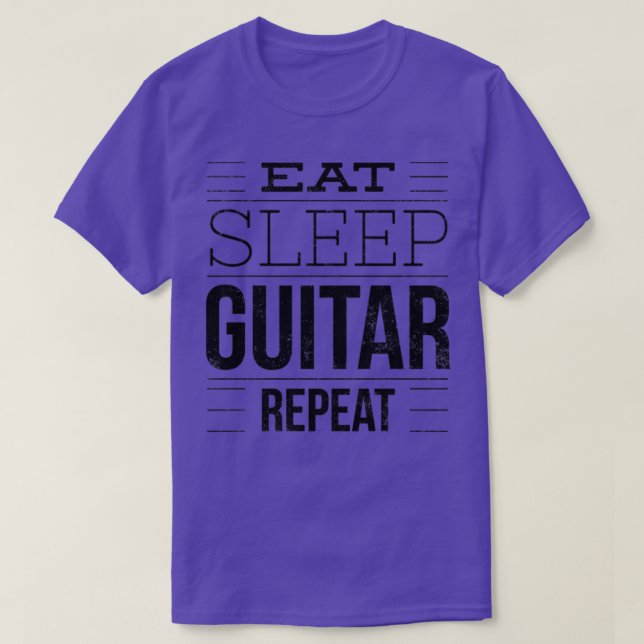Eat Sleep Guitar Repeat Black Letter  T-Shirt (Design Front)