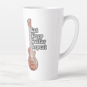 Eat sleep guitar repeat. motivational quote latte mug