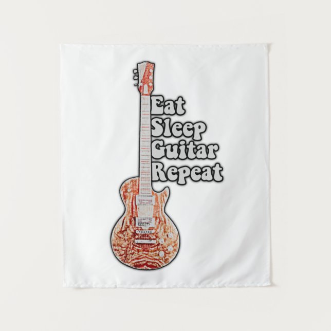 Eat sleep guitar repeat. motivational quote tapestry (Front)