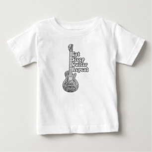 Eat sleep guitar repeat. rerto black and white baby T-Shirt