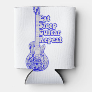 Eat sleep guitar repeat. vintage blue guitar can cooler