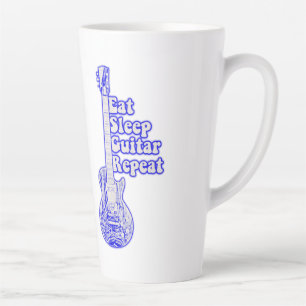 Eat sleep guitar repeat. vintage blue guitar latte mug