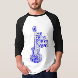 Eat sleep guitar repeat. vintage blue guitar T-Shirt