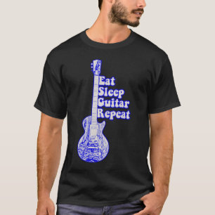 Eat sleep guitar repeat. vintage blue guitar T-Shirt