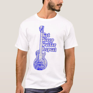 Eat sleep guitar repeat. vintage blue guitar T-Shirt
