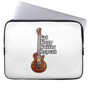 Eat sleep guitar repeat. vintage colorful laptop sleeve