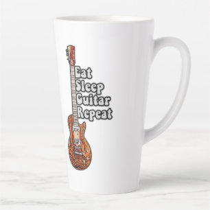 Eat sleep guitar repeat. vintage colourful latte mug