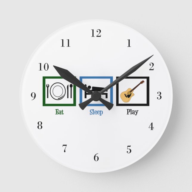 Eat Sleep Guitar Round Clock (Front)