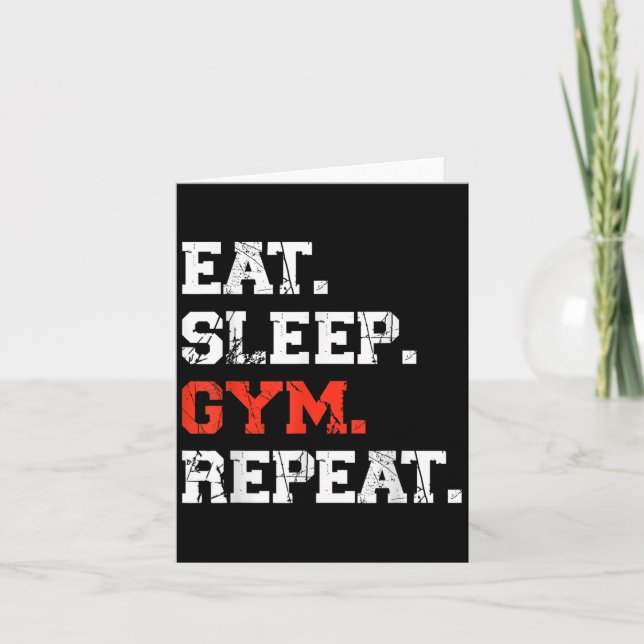 Eat Sleep Gym Repeat Funny Fitness Training Workou Card (Front)