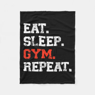 Eat Sleep Gym Repeat Funny Fitness Training Workou Fleece Blanket