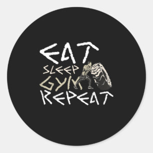 Eat Sleep Gym Repeat Funny Quote Classic Round Sticker