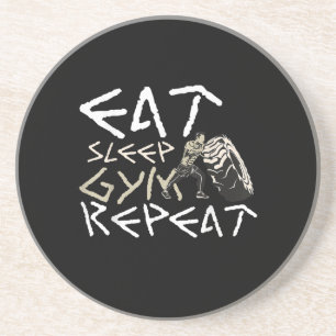 Eat Sleep Gym Repeat Funny Quote Coaster