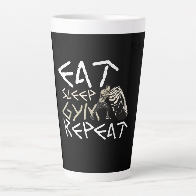Eat Sleep Gym Repeat Funny Quote Latte Mug (Front)