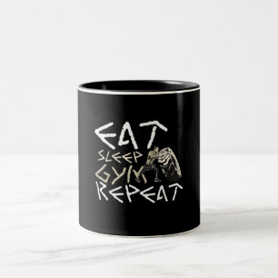 Eat Sleep Gym Repeat Funny Quote Two-Tone Coffee Mug