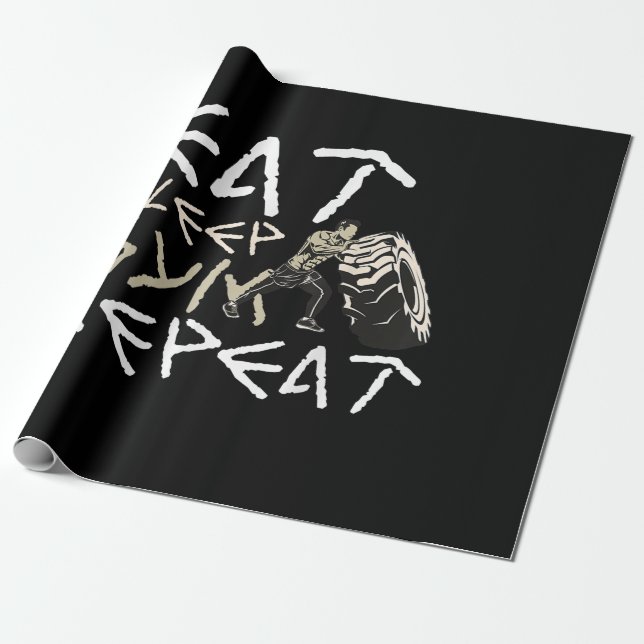 Eat Sleep Gym Repeat Funny Quote Wrapping Paper (Unrolled)