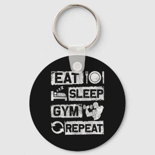 Eat Sleep Gym Repeat Funny Sports Bodybuilding Clo Key Ring