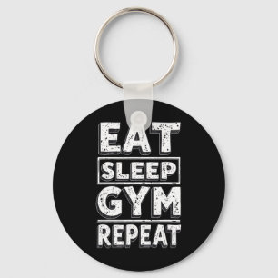 Eat Sleep Gym Repeat Funny Workout Humour Tee Weig Key Ring