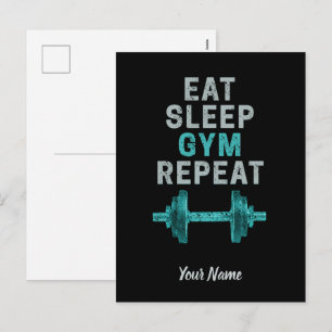 Eat Sleep Gym Repeat Gymnastic Vintage For Workout Holiday Postcard