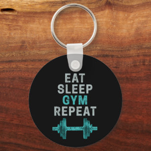 Eat Sleep Gym Repeat Gymnastic Vintage For Workout Key Ring