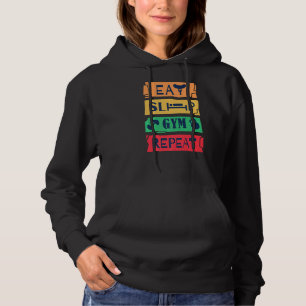 Eat Sleep Gym Repeat Retro Vintage Bodybuilding Hoodie