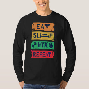 Eat Sleep Gym Repeat Retro Vintage Bodybuilding T-Shirt
