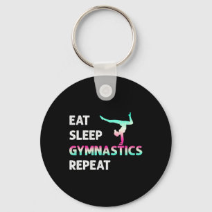 Eat Sleep Gymnastics Repeat Girl Women Funny Key Ring