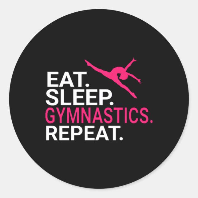 Eat Sleep Gymnastics Repeat Sports Classic Round Sticker (Front)