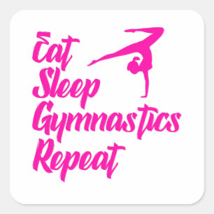eat sleep gymnastics repeat square sticker
