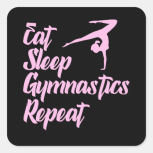 eat sleep gymnastics repeat square sticker