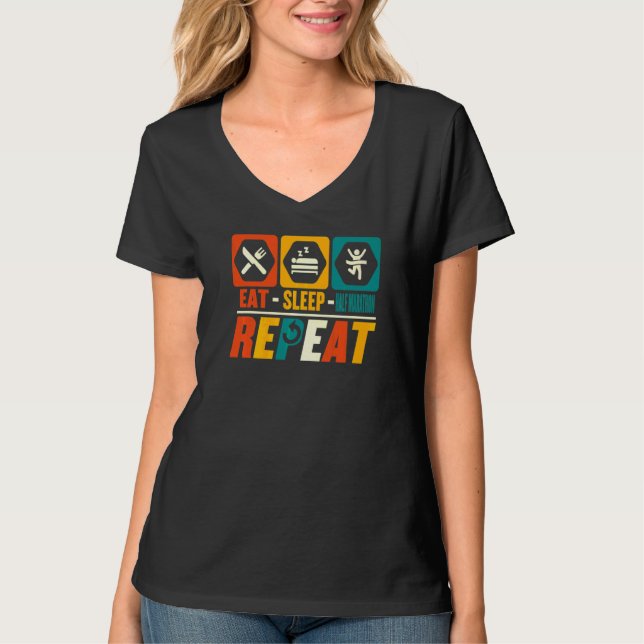 Eat Sleep Half Marathon Repeat   Half Marathon Run T-Shirt (Front)