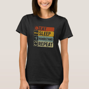 Eat Sleep Handstand Repeat Retro 60s 70s Yoga T-Shirt