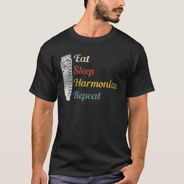 Eat Sleep Harmonica Repeat Harmonica T-Shirt (Front)