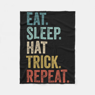 Eat Sleep Hat Trick Repeat Footll Ice Hockey  Fleece Blanket