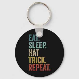 Eat Sleep Hat Trick Repeat Footll Ice Hockey Key Ring