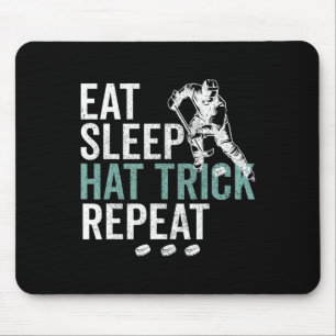 Eat Sleep Hat Trick Repeat Funny Soccer Hockey Mouse Mat