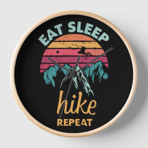 Eat, Sleep, Hike, Repeat Clock