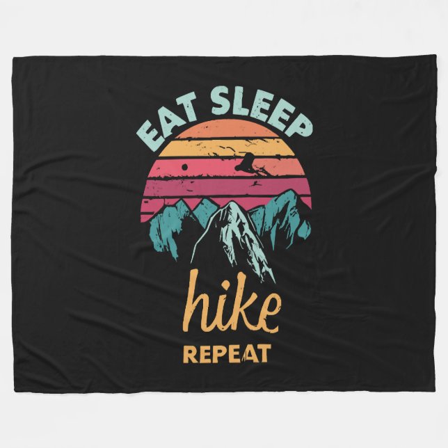 Eat, Sleep, Hike, Repeat Fleece Blanket (Front (Horizontal))