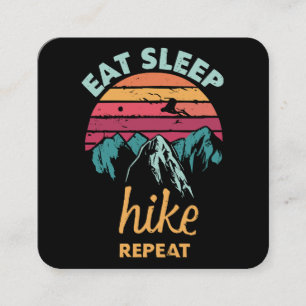 Eat, Sleep, Hike, Repeat Square Business Card