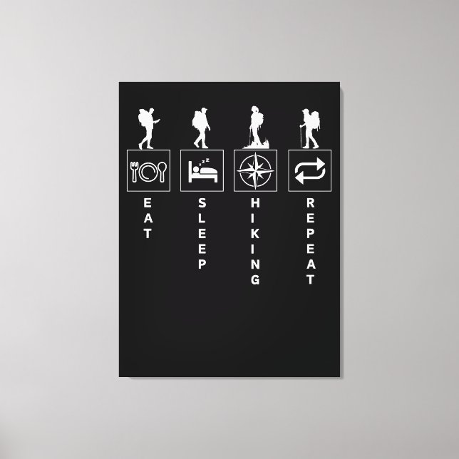 Eat Sleep Hiking Repeat Canvas Print (Front)