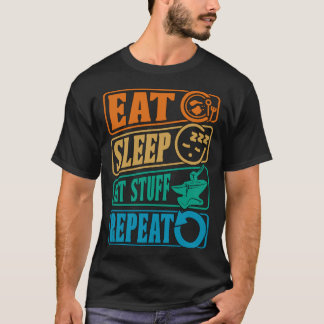 Eat Sleep Hit Stuff Repeat Retro Blacksmith Anvil  T-Shirt