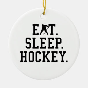 Eat Sleep Hockey - Hockey Lovers Ceramic Tree Decoration