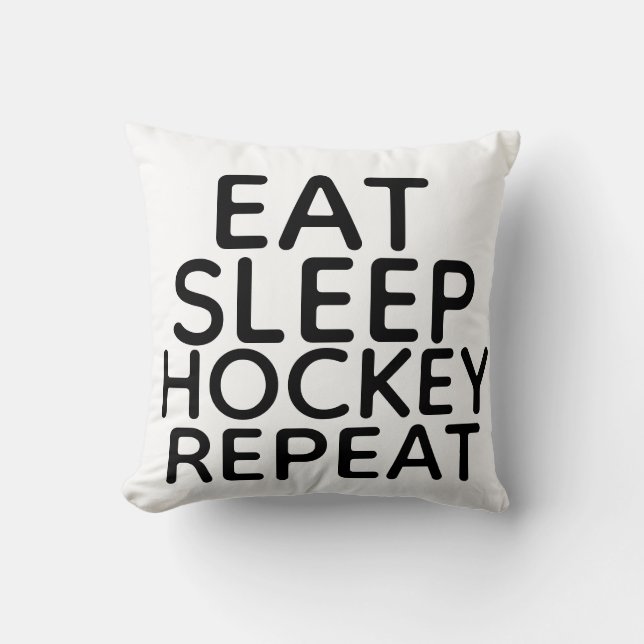 Eat Sleep Hockey Pillow Christmas Present (Front)