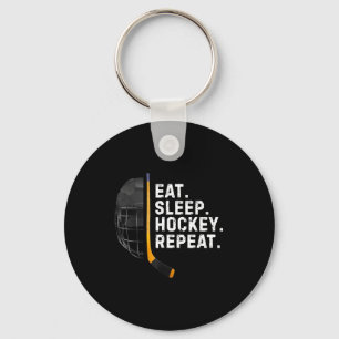 Eat Sleep Hockey Repea Funny Cool Hockey Player Key Ring