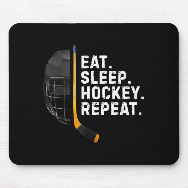 Eat Sleep Hockey Repea Funny Cool Hockey Player  Mouse Mat (Front)