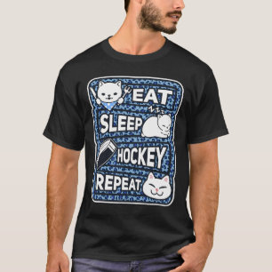 Eat Sleep Hockey Repeat Boys Girls Kids Hockey Lov T-Shirt