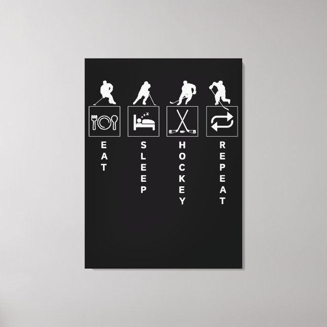 Eat Sleep Hockey Repeat Canvas Print (Front)