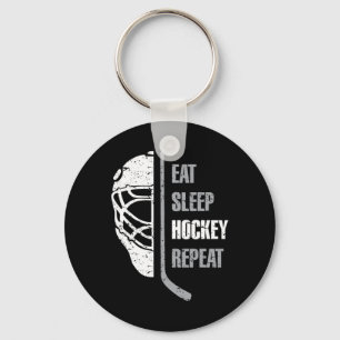 Eat Sleep Hockey Repeat Christmas For Teen Adult H Key Ring