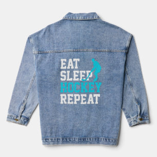 Eat Sleep Hockey Repeat Denim Jacket